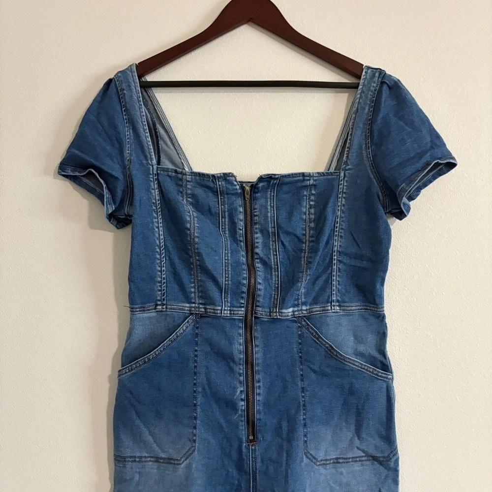 We The Free CRVY Selena Slim Leg One-Piece Denim Jumpsuit Size XLFree People